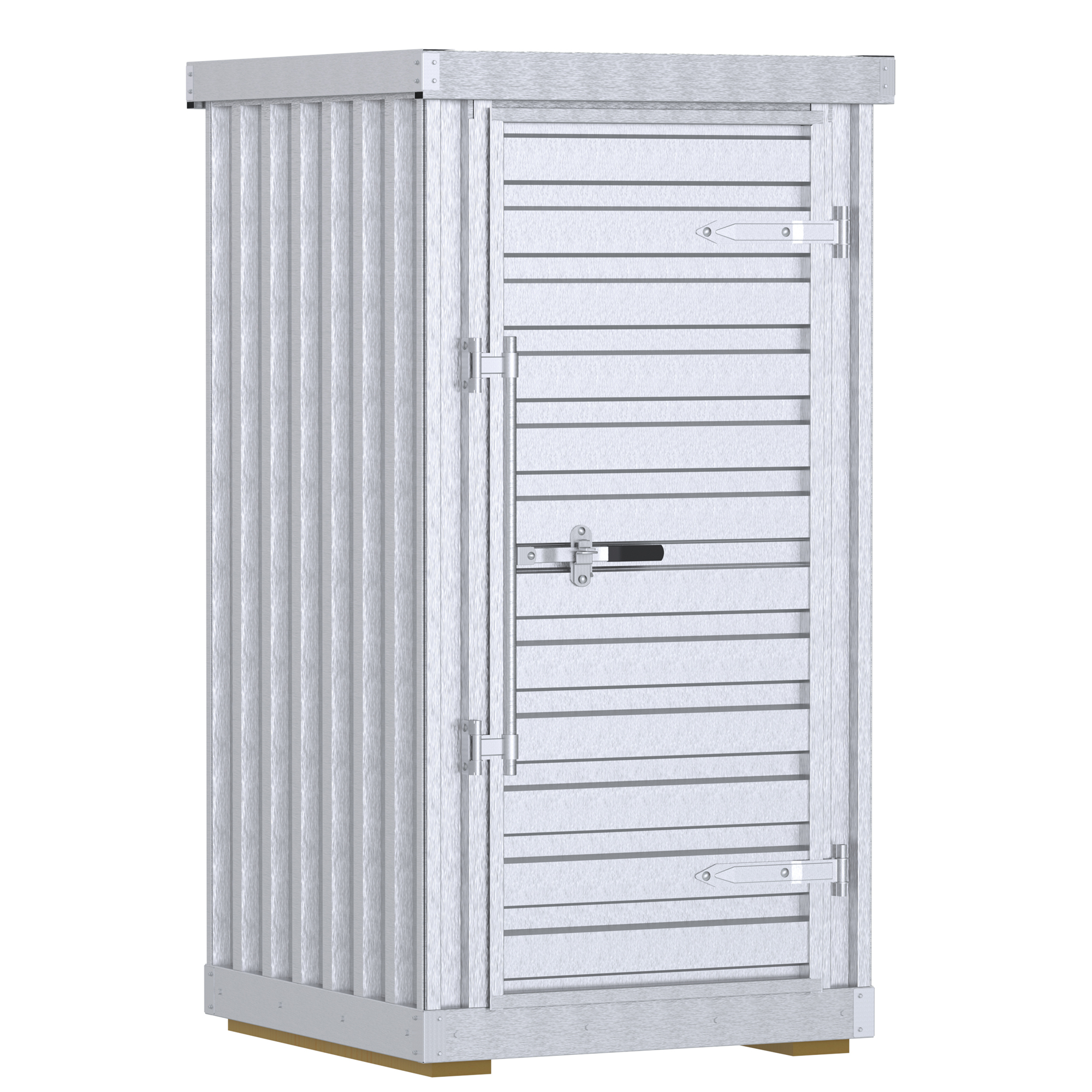Vestil Galvanized Steel Storage Building - 3.87ft. x 3.72ft., Wide Door, Wooden Floor, Model# STOR-44-G-W-1RH